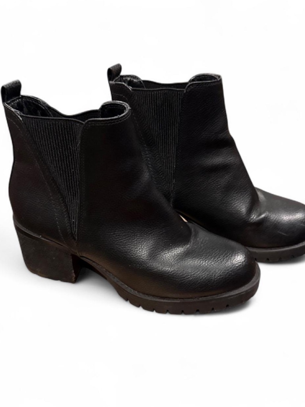 MIA Black Leather Chelsea Ankle Booties